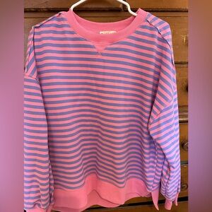 Pink and Blue Striped Women's Sweatshirt